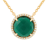 0.10ct Diamond & 3.32ct Green Agate 14k Yellow Gold Pendant